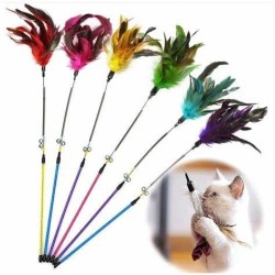 Caña con plumas para gatos