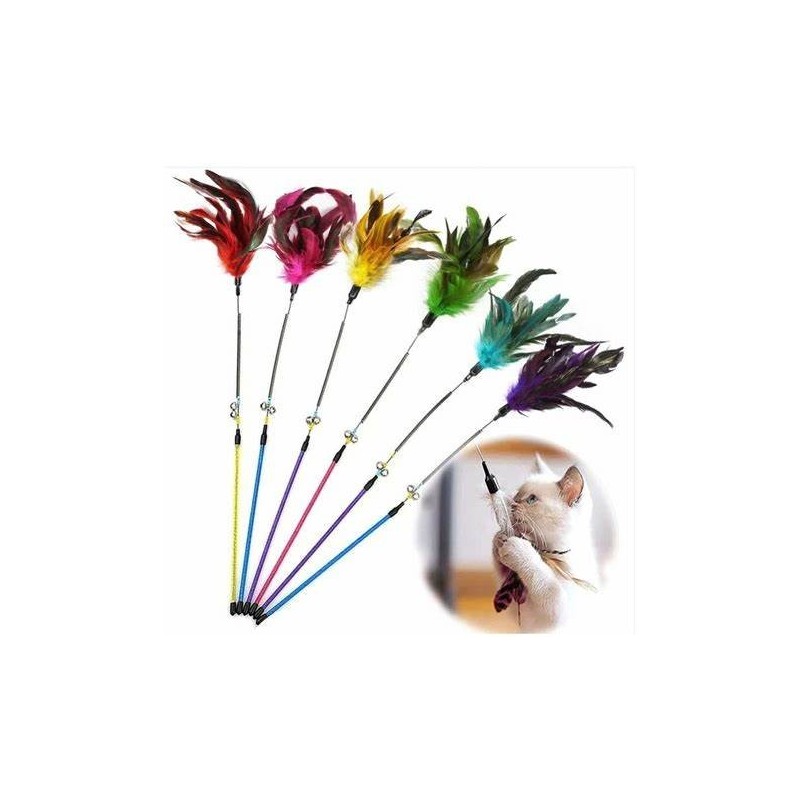 Caña con plumas para gatos