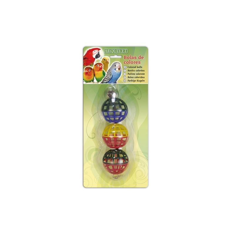Pelotas con cascabel para pájaros – Set de 3 unidades
